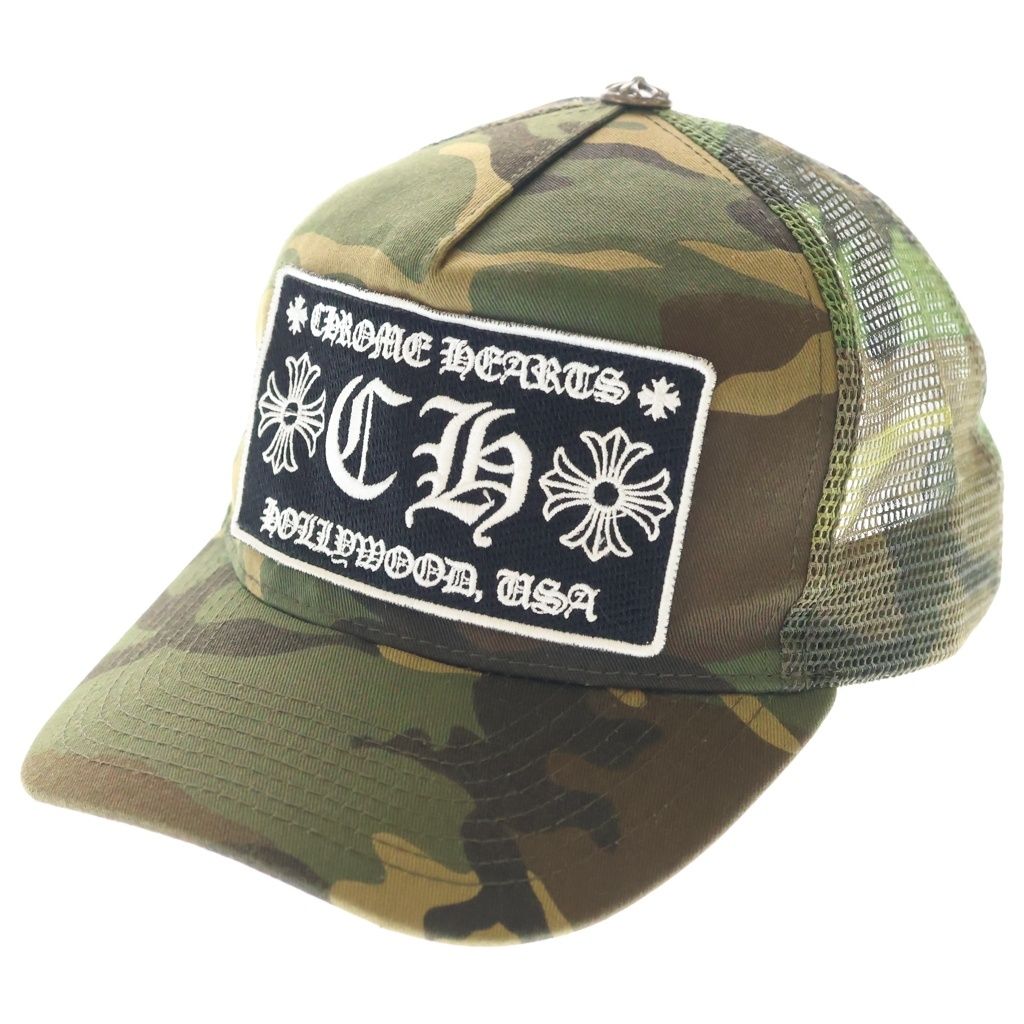 CHROME HEARTS (クロムハーツ) TRUCKER CAP トラッカーキャップ CHパッチクロスボール付カモフラメッシュ帽子