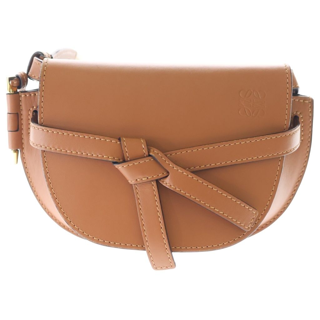 LOEWE (ロエベ) ゲートデュアル ミニ レザー ショルダーバッグ ブラウン