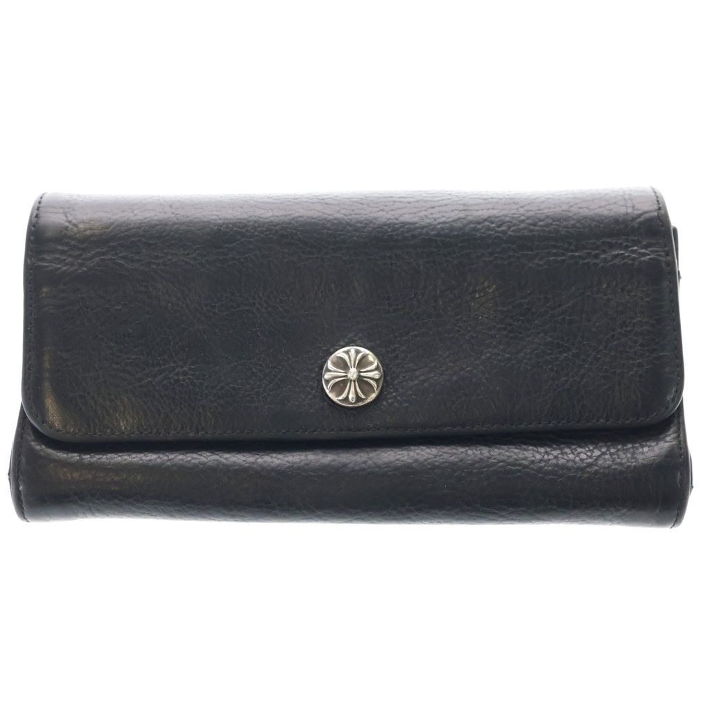 CHROME HEARTS (クロムハーツ) JUDY CROSS BALL ジュディ クロス ボール ボタン レザーウォレット 長財布 ブラック BCA366