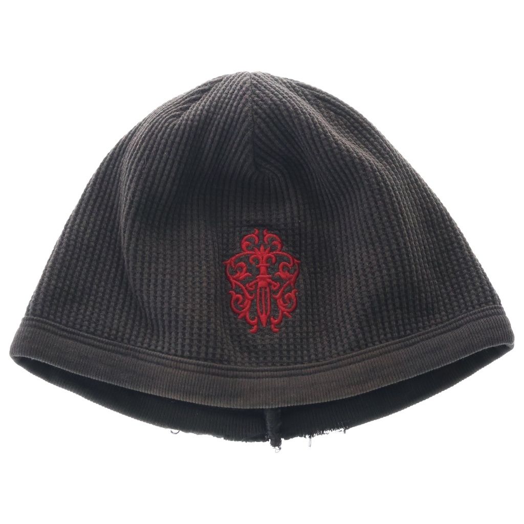 CHROME HEARTS (クロムハーツ) VINE DAGGER THERMAL BEANIE ヴァインダガー刺繍ビーニー ブラック/レッド