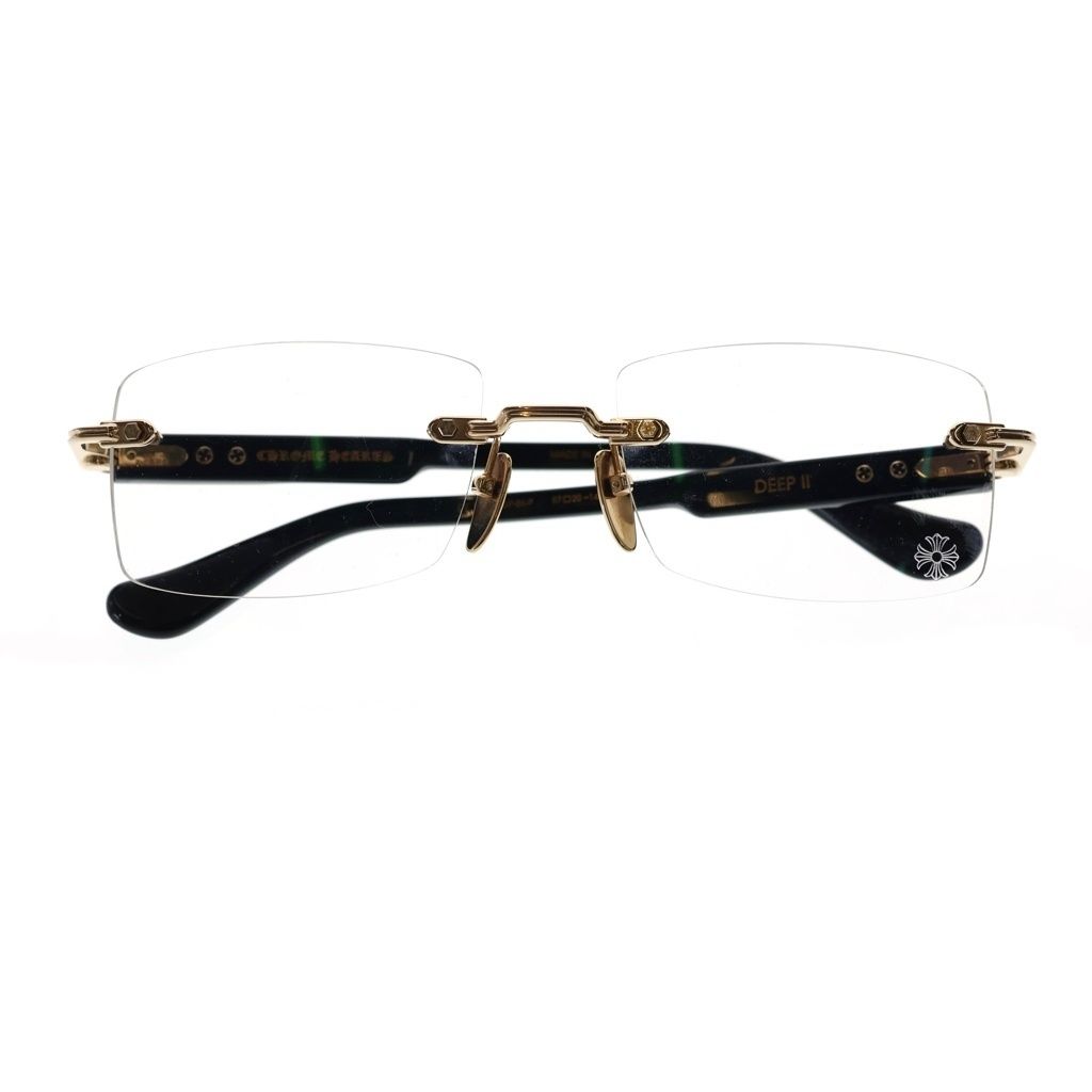 CHROME HEARTS (クロムハーツ) DEEP 2 ディープ サイドフローラル リムレス クリアレンズ サングラス アイウェア 眼鏡 ブラック
