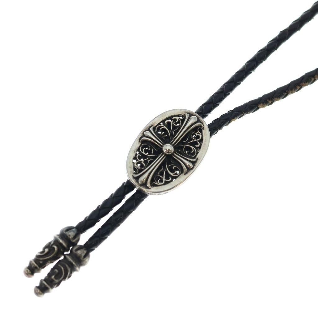 CHROME HEARTS (クロムハーツ) BOLOTIE OVALTINY タイニークラシックオーバルクロス ループタイ シルバー/ブラック BCA209