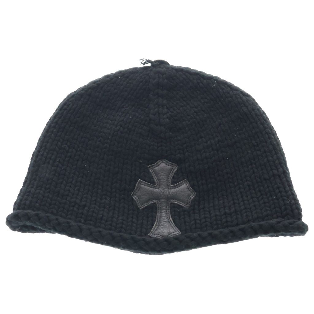 CHROME HEARTS (クロムハーツ) BEANIE CASH クロスパッチ カシミヤ ニットキャップ ビーニー 帽子 ブラック