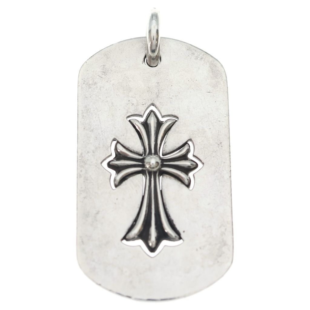 CHROME HEARTS (クロムハーツ) D TAG LRG TNY CRS カットアウトタイニークロス ラージドッグタグ ペンダントトップ シルバー