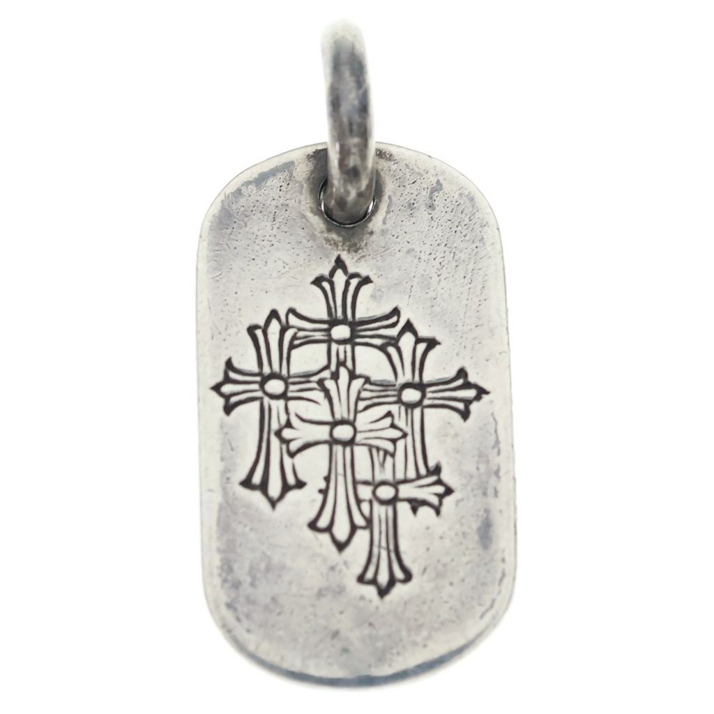 CHROME HEARTS (クロムハーツ) D TAG SML スモールドッグタグ セメタリーエングレイブオールド シルバーネックレストップ