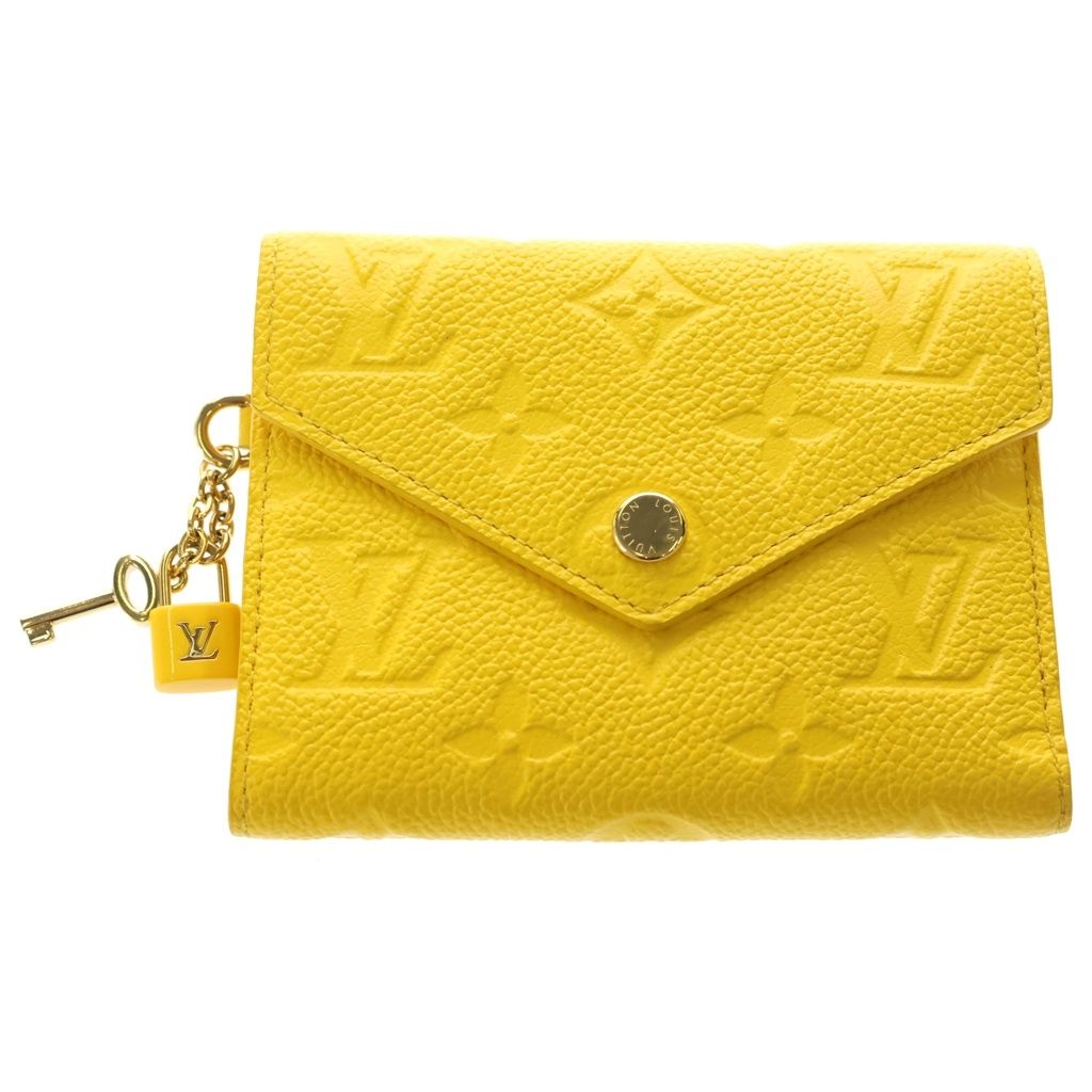 LOUIS VUITTON (ルイヴィトン) モノグラム・アンプラント ポルトフォイユ・ヴィクトリーヌ コンパクトウォレット 三つ折り財布 ギンコイエロー レザー M14156 ゴールド金具