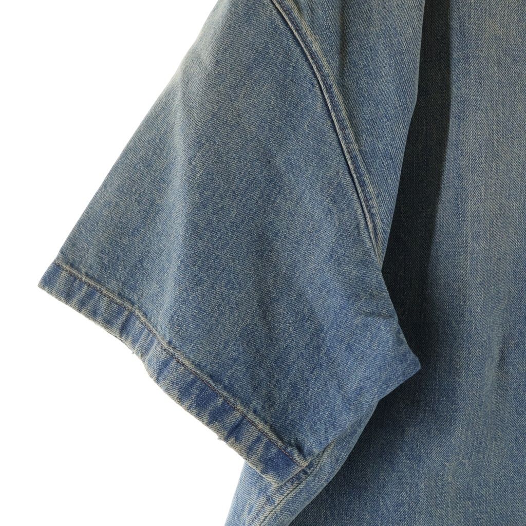 PRADA (プラダ) DENIM BLEACHED BLEACHデニム半袖シャツ GEC068