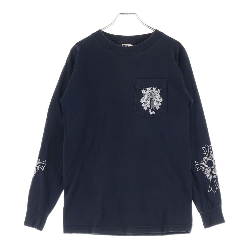 CHROME HEARTS (クロムハーツ) OLD DAGGER LOGO L/S TEE オールド ダガーロゴプリント 長袖Tシャツカットソー ブラック