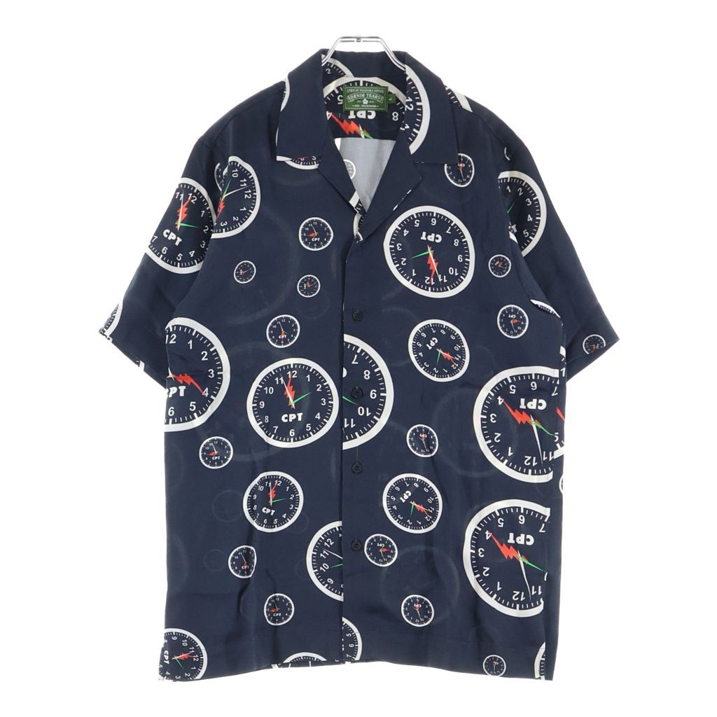 DENIM TEARS (デニムティアーズ) CPT Clock Shirt 時計柄 半袖シャツ ネイビー