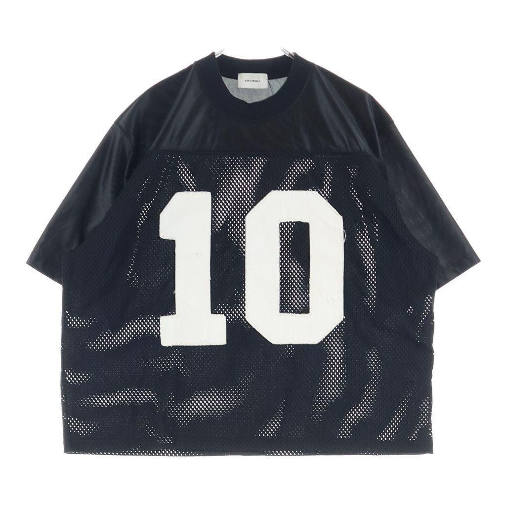 ASKYURSELF (アスクユアセルフ) MESH GOTH CROPPED JERSEY メッシュ クロップド 半袖Tシャツ カットソー ブラック
