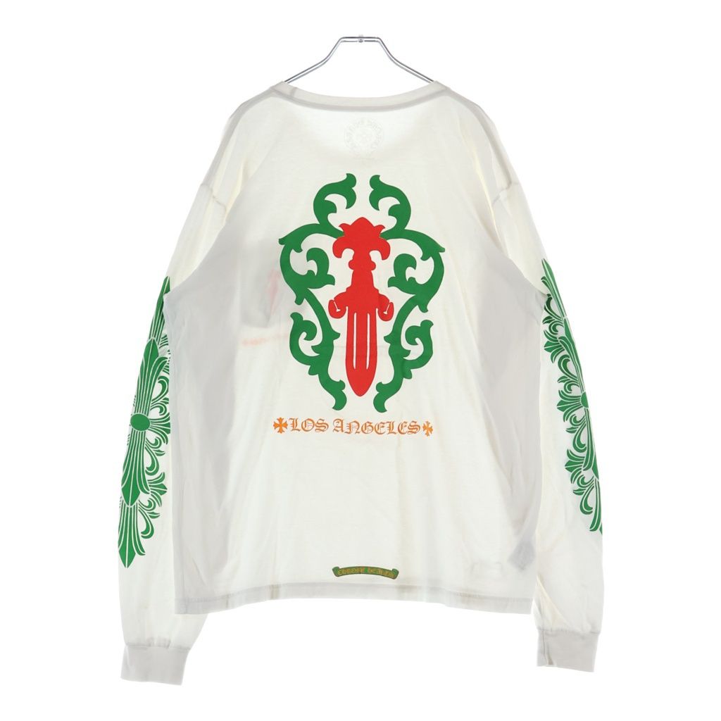 CHROME HEARTS (クロムハーツ) Los Angeles Limited Vine Dagger Print Long Sleeve Tee ロサンゼルス限定 ヴァインダガー プリント ロングスリーブ 長袖Tシャツ ホワイト/グリーン