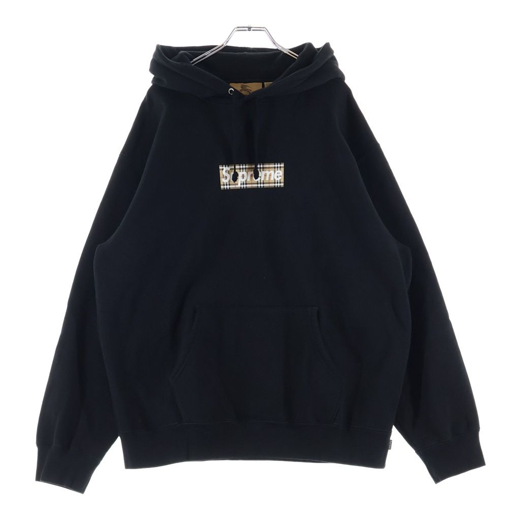 SUPREME (シュプリーム) 22SS ×BURBERRY Box Logo Hooded Sweatshirt バーバリー ボックスロゴ スウェットプルオーバーパーカー フーディー ブラック