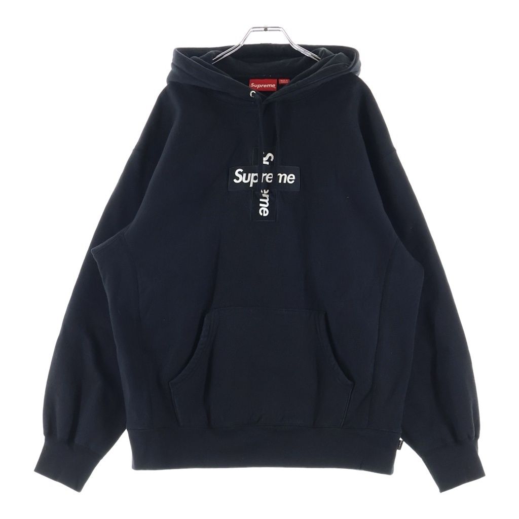 SUPREME (シュプリーム) 20AW Cross box logo Hooded Sweat Shirts クロスボックスロゴ フーデッド シャツ プルオーバーパーカー ブラック