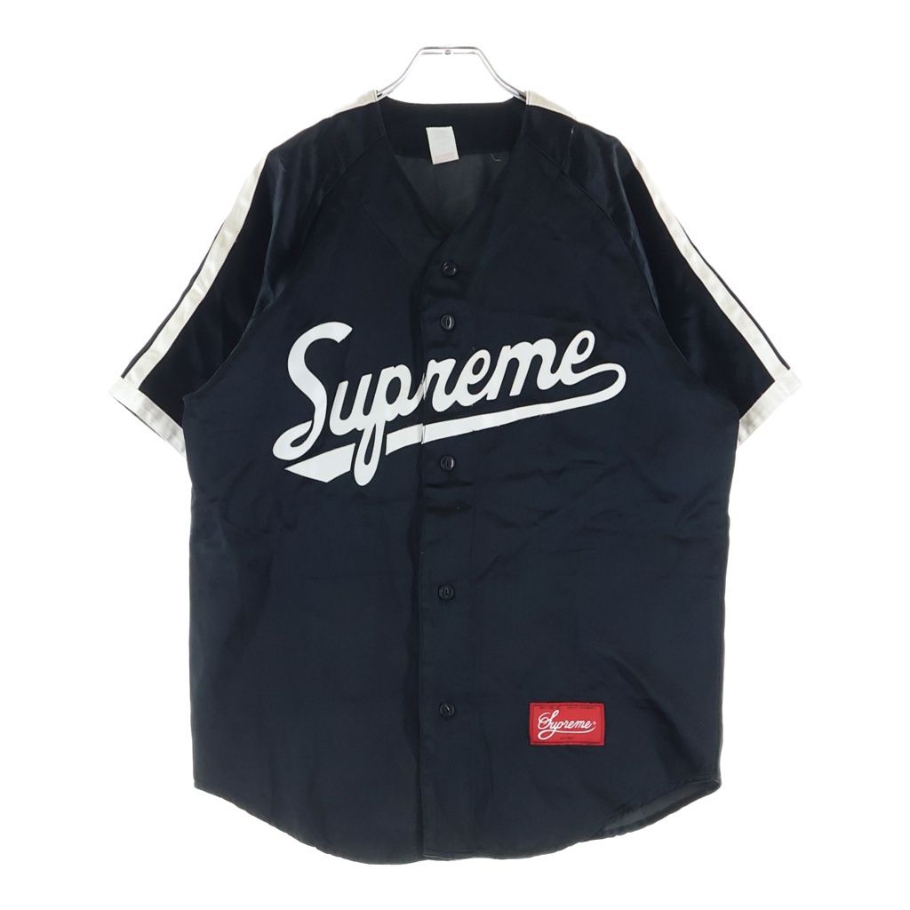 SUPREME (シュプリーム) 17SS Satin Baseball Jersey サテンベースボールジャージ 半袖シャツ ブラック