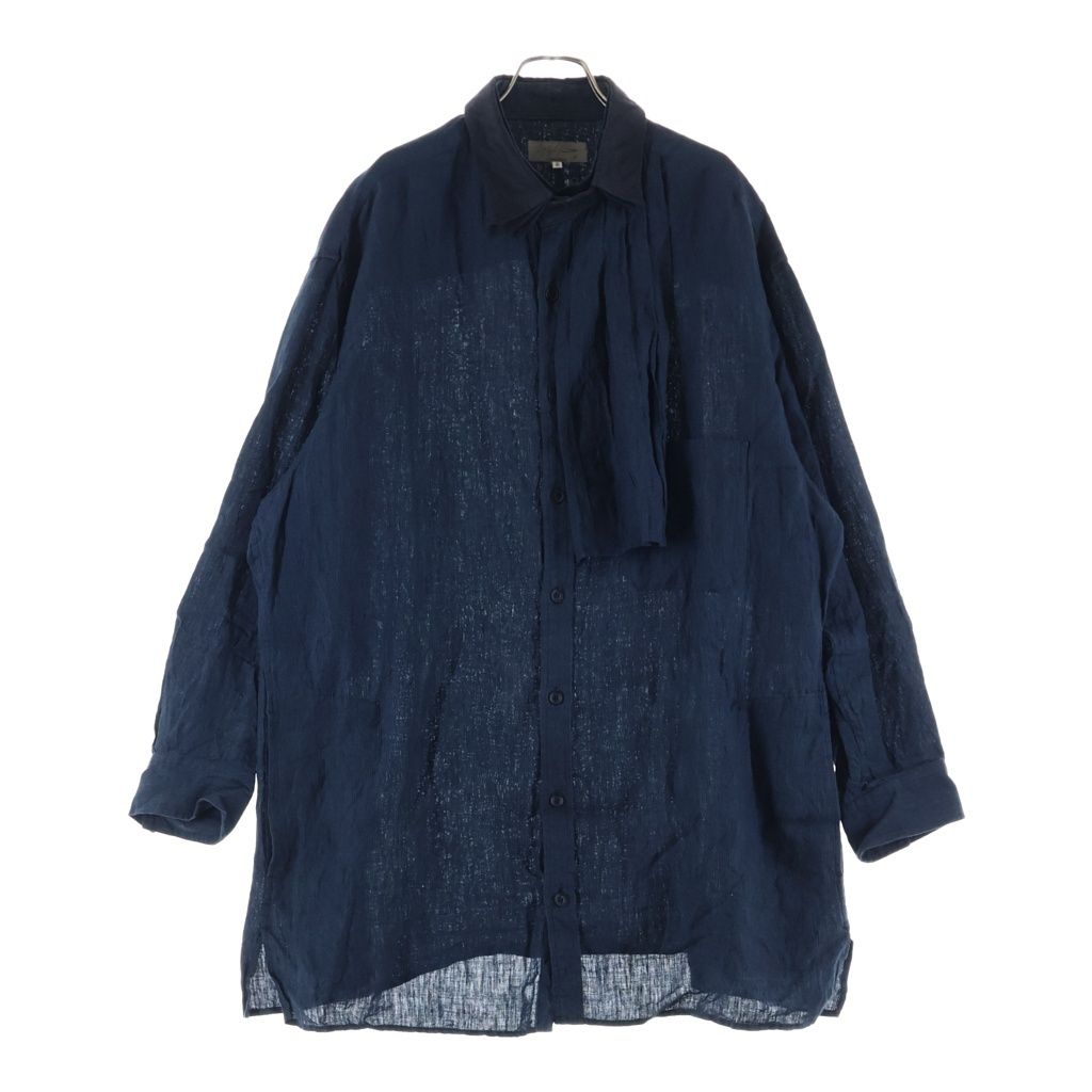 Yohji Yamamoto POUR HOMME (ヨウジヤマモト プールオム) 23SS プリーツディテール 長袖シャツ ネイビー HZ-B51-319