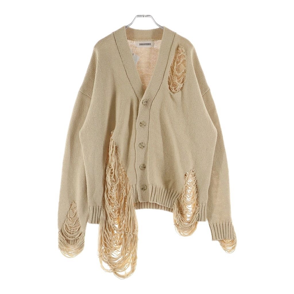 DISCOVERED (ディスカバード) 22AW DAMAGE COTTON KNIT CARDIGAN ダメージコットン ニットカーディガン ベージュ DC-SS22-KN-05