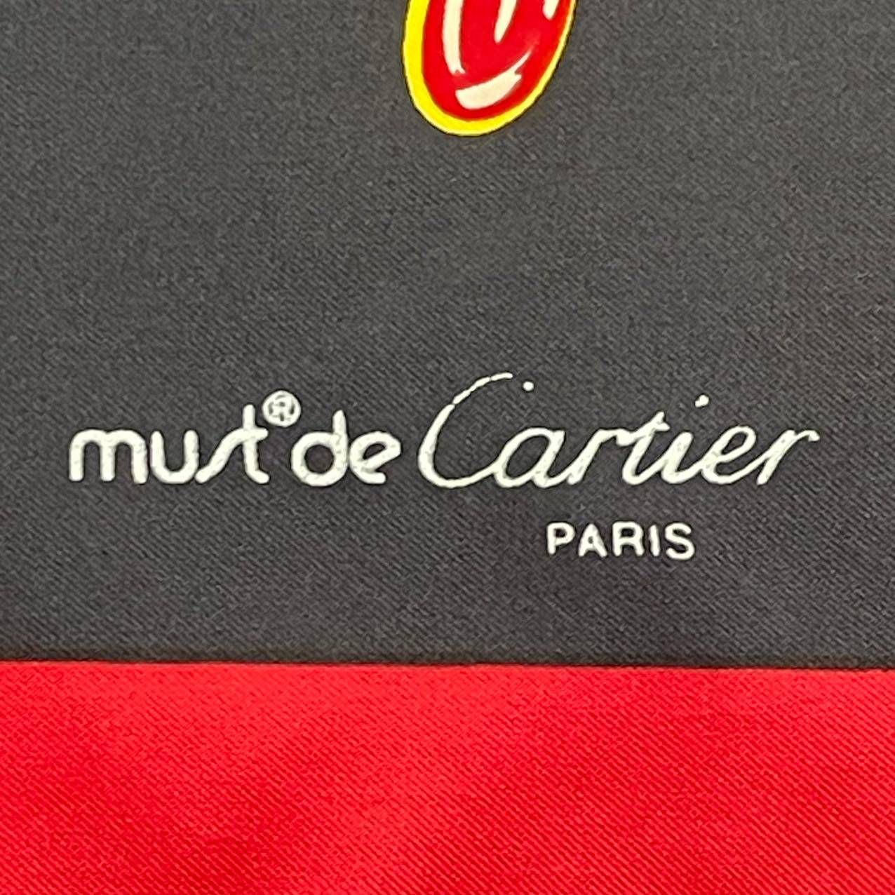 極美品 Cartier カルティエ スカーフ シルク must de Cartier マスト