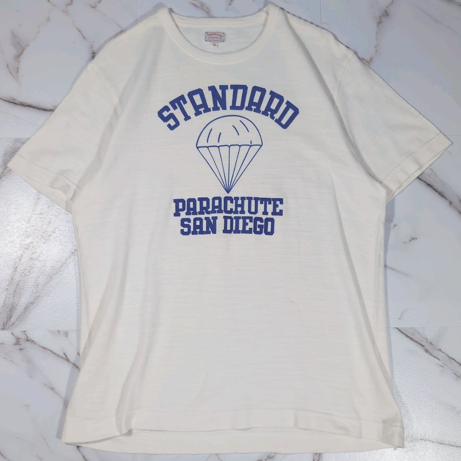 17SS The REAL McCOY'S STANDARD 吊り編み S/S TEE 38(M) PARACHUTE プリント 生成 キナリ