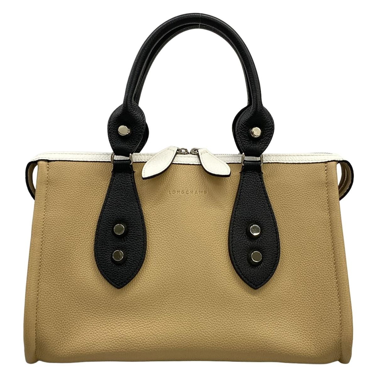 LONGCHAMP(ロンシャン) ハンドバッグ 10064HQXG09 ライトブラウン×白 レザー