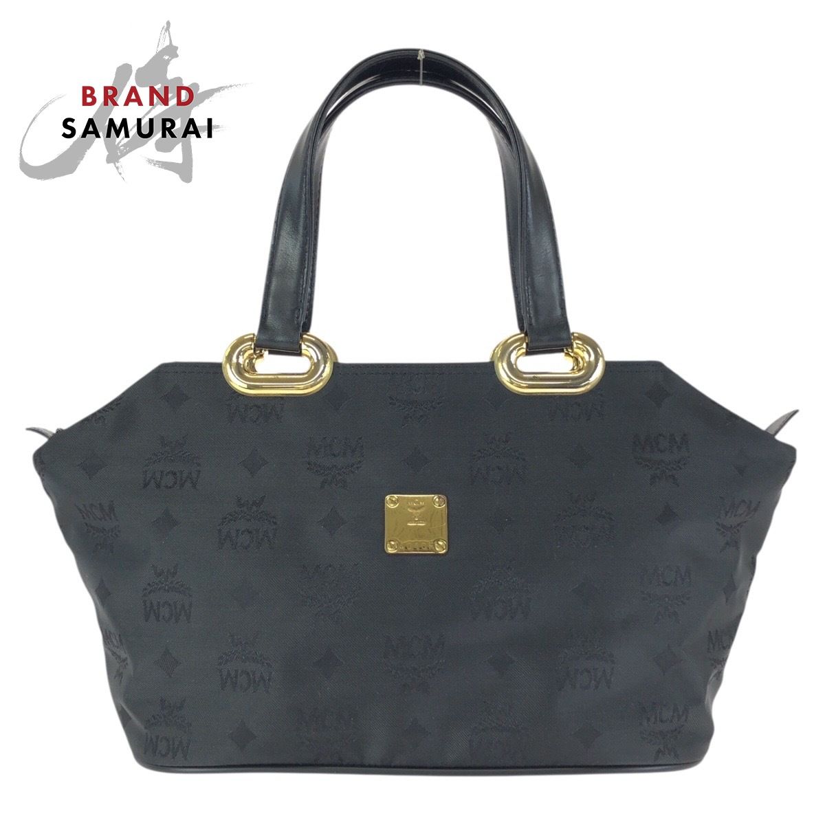 美品 MCM エム シー エム ヴィンテージ ヴィセトス ブラック 黒 ゴールド金具 ナイロン/レザー ハンドバッグ レディース 602206【中古】