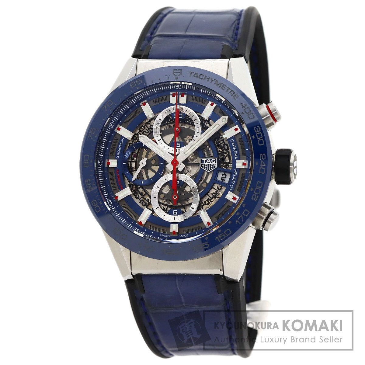 TAG HEUER タグホイヤー CAR201T.FC6406 カレラ キャリバー ホイヤー01 43mm 腕時計 SS ラバーx革 メンズ [中古]