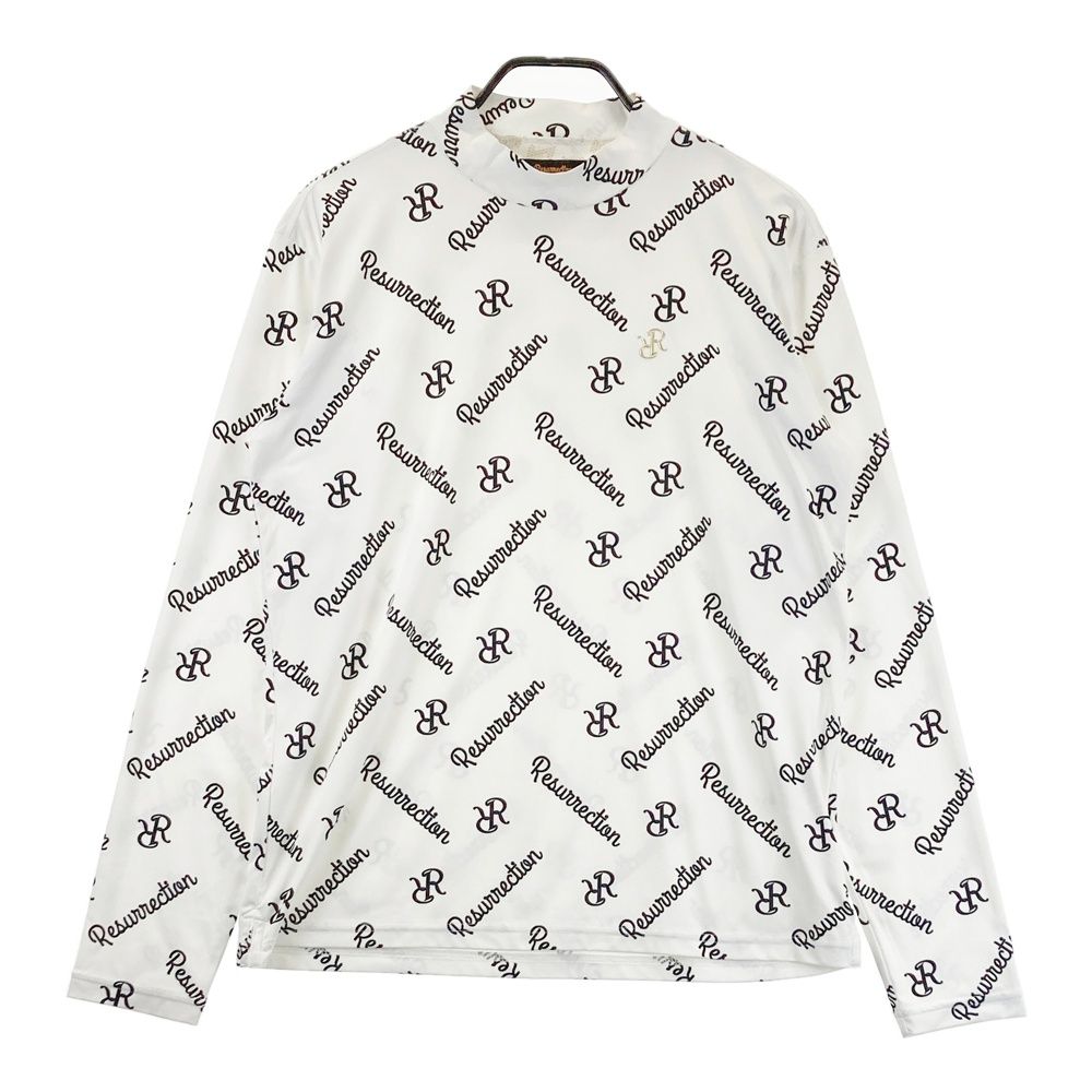 サイズ：L RESURRECTION レザレクション モックネック 長袖Tシャツ ロゴ総柄 ホワイト系 [240101682524] ゴルフウェア メンズ ストスト