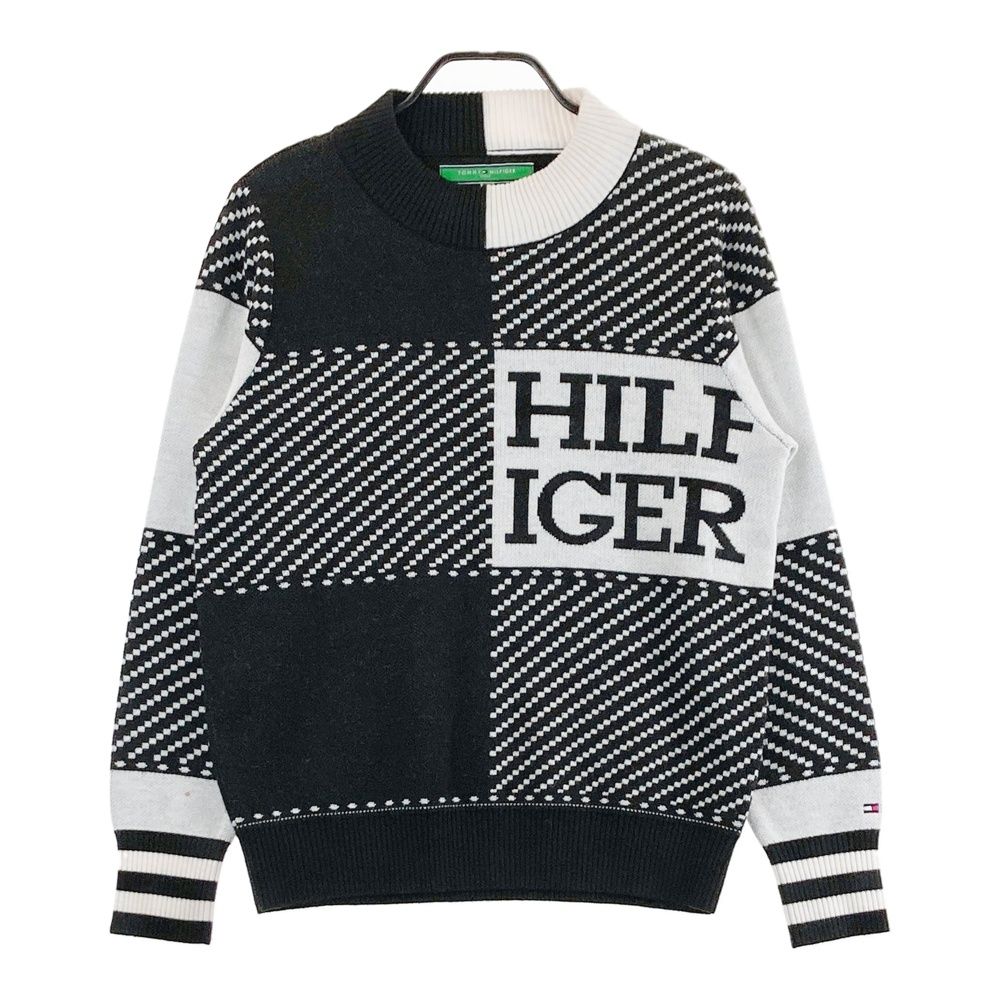 サイズ：L TOMMY HILFIGER GOLF トミー ヒルフィガーゴルフ ニットセーター ウール混 ロゴ 総柄 ブラック系 [240101687848] ゴルフウェア メンズ ストスト