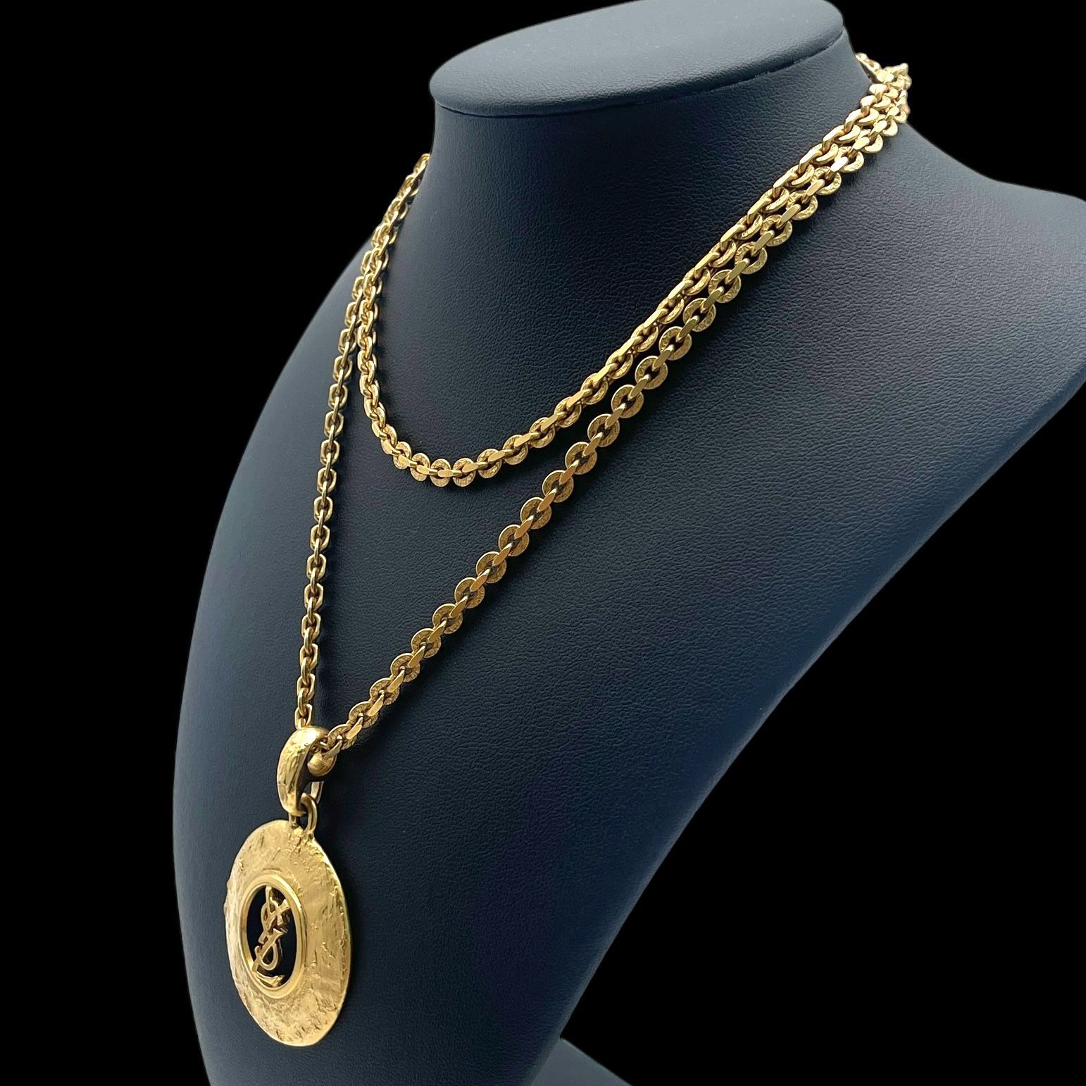 美品 イヴサンローラン YSL カサンドラ ネックレス ゴールド プレート 