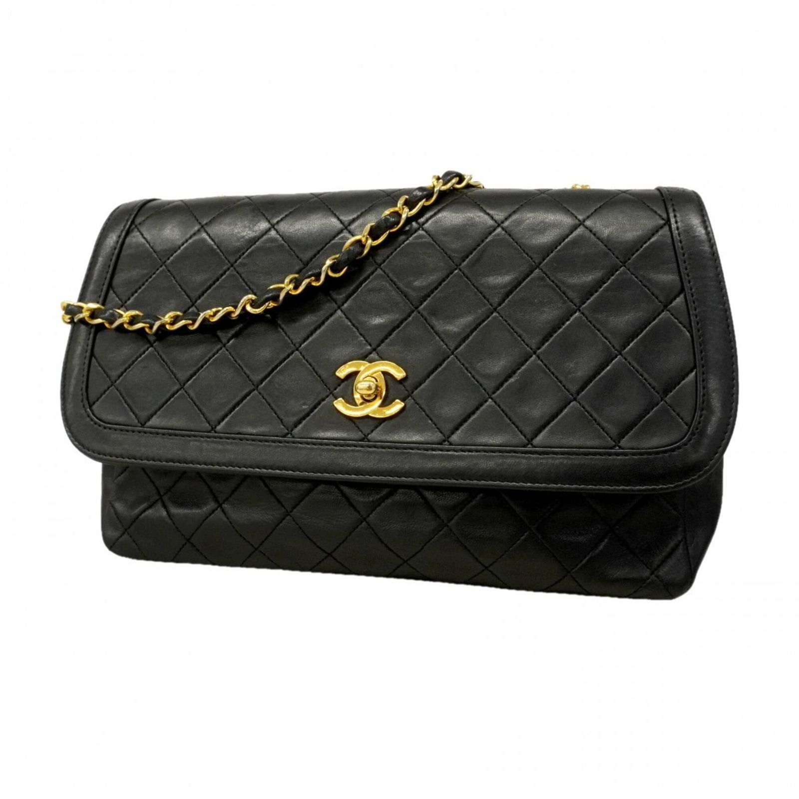 シャネル(Chanel) シャネル ショルダーバッグ マトラッセ チェーンショルダー ラムスキン ブラック レディース