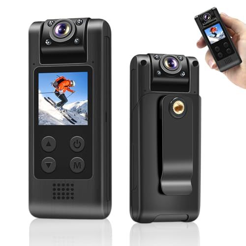ウェアラブルカメラ アクションカム 4K ハンディカメラ ボディカメラ ブレずに録画＆写真撮影 1.3インチ液晶画面 180°回転式レンズ 120°広角 256GB 循環録画 動体検知 赤外線暗視 クリップ型 スポーツ/旅行/屋外/玄関/屋内 be3145ac