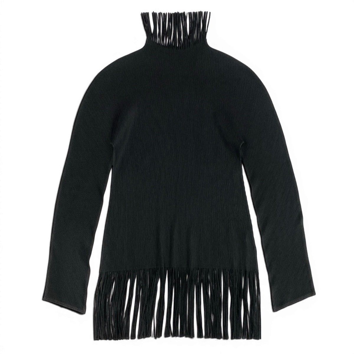Ae14 【美品】 PLEATS PLEASE プリーツプリーズ フリンジ プリーツカットソー ロングスリーブ トップス PP21-FK003 サイズ3 ブラック ポリエステル100％ レディース 女性服ta1