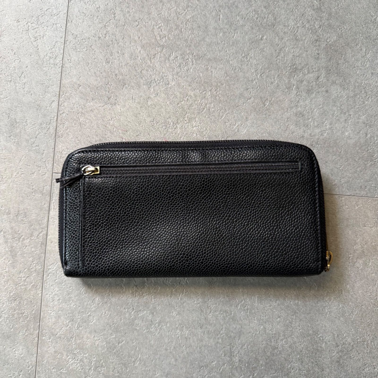 72 CHANEL デカココ キャビアスキン ラウンドファスナー長財布 極上品 