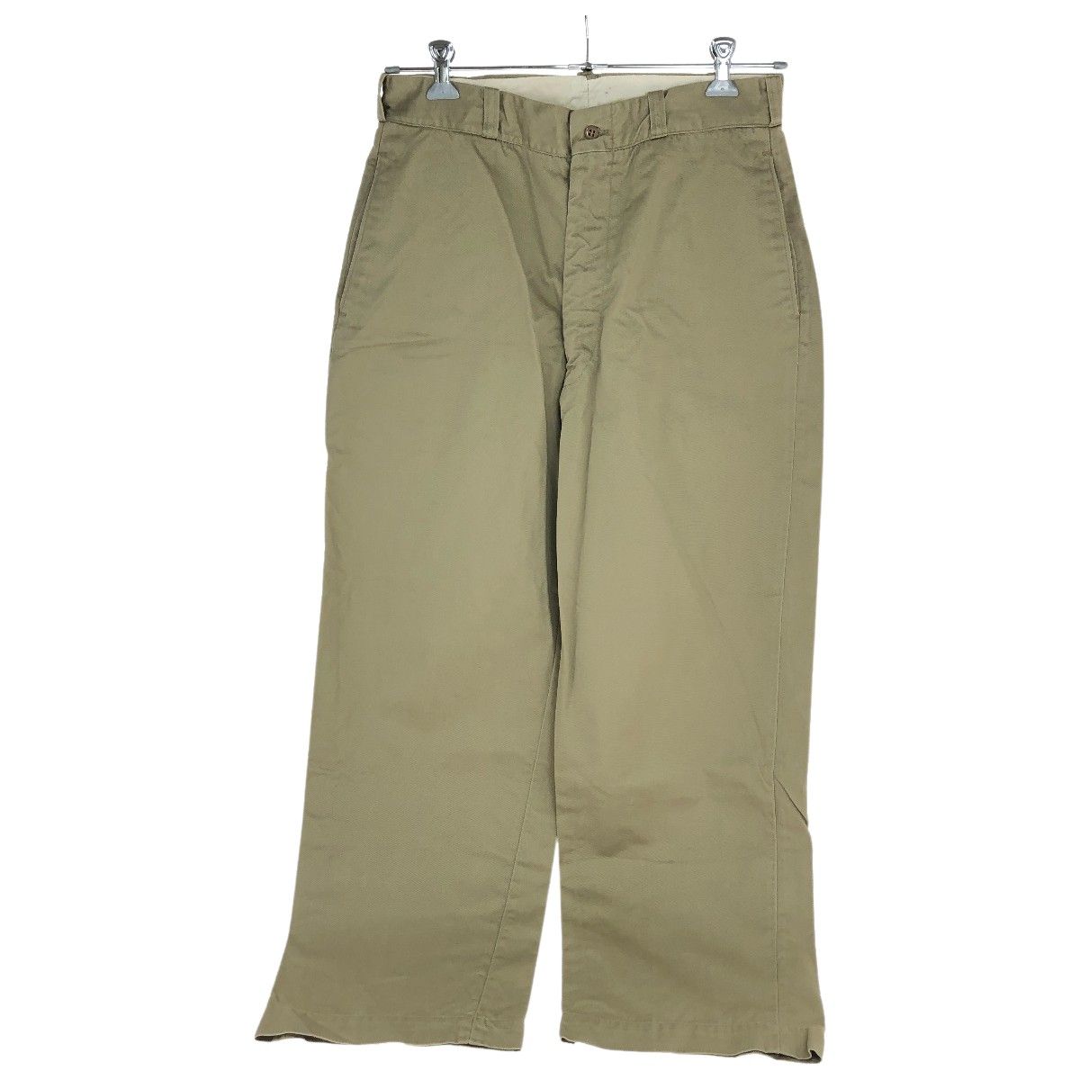 50~60s US.ARMY パンツ チノパントラウザー SIZE W33×L29 両爪PRENTICEアルミジッパー 古着 ベージュ