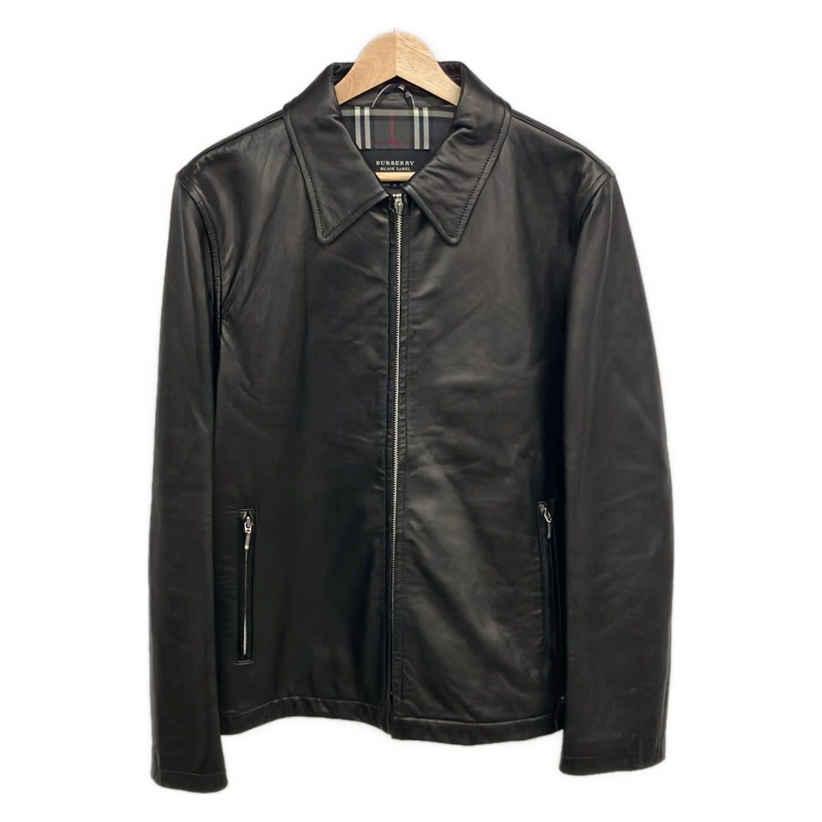 Burberry Black Label(バーバリーブラックレーベル) ライダースジャケット サイズM メンズ - 黒 長袖/レザー/ジップアップ/春/秋