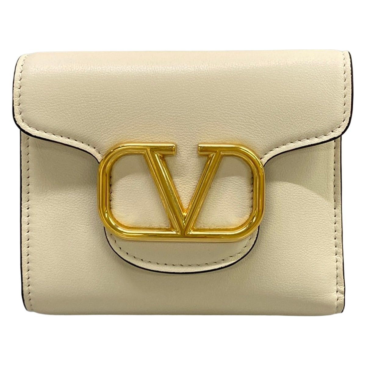 VALENTINOGARAVANI(バレンチノガラバーニ) 3つ折り財布 Vロゴ シグネチャー 1W0P0Y45ZXL アイボリー レザー