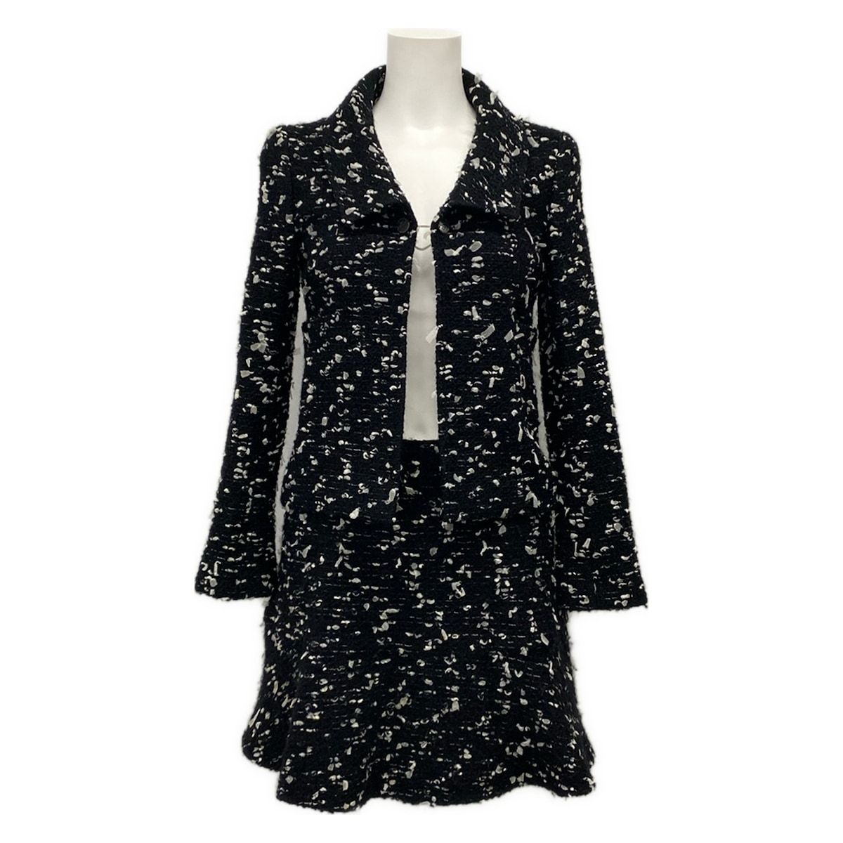 CHANEL(シャネル) スカートスーツ レディース美品 - P20314/P19962 黒×白 ツイード ウール