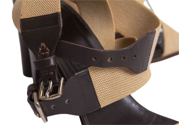 エルメスHERMES キャンバスレザーコンビベルトストラップサンダル 茶36.5(23.5cm位) エルメスHERMES キャンバスレザーコンビベルトストラップサンダル 茶36.5(23.5cm位)