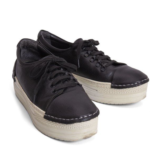 ズッカzucca プラットフォームレザーローカットスニーカー 黒L(24.5位)