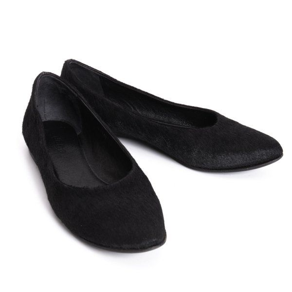 ズッカzucca ハラコフラットパンプス 黒L(24.5cm位)