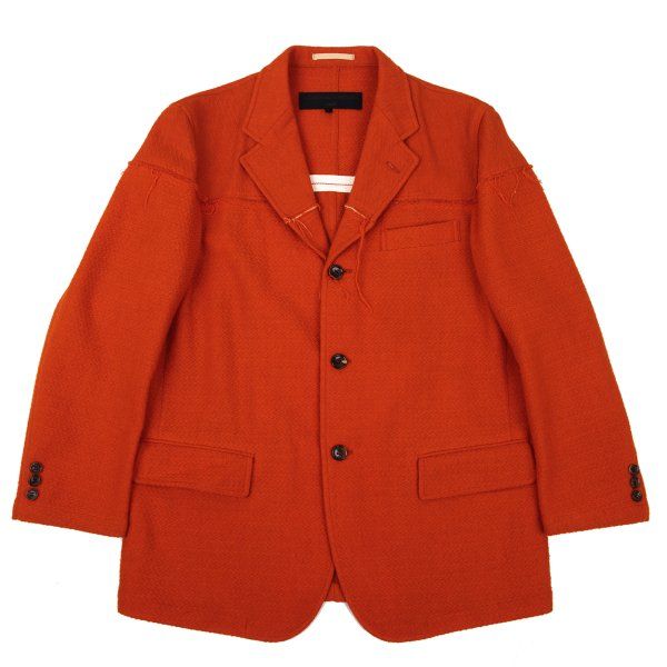 コムデギャルソン オムCOMME des GARCONS HOMME ウール混裁ち切りデザイン織りジャケット オレンジS
