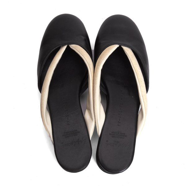 ヨウジヤマモト ファムYohji Yamamoto FEMME スウェード鼻緒デザインフラットサンダル 黒オフ5(23.5cm位)