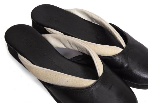 ヨウジヤマモト ファムYohji Yamamoto FEMME スウェード鼻緒デザインフラットサンダル 黒オフ5(23.5cm位)