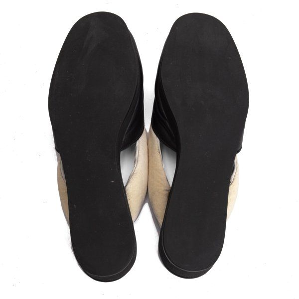 ヨウジヤマモト ファムYohji Yamamoto FEMME スウェード鼻緒デザインフラットサンダル 黒オフ5(23.5cm位)