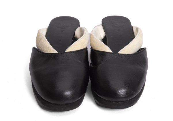ヨウジヤマモト ファムYohji Yamamoto FEMME スウェード鼻緒デザインフラットサンダル 黒オフ5(23.5cm位)