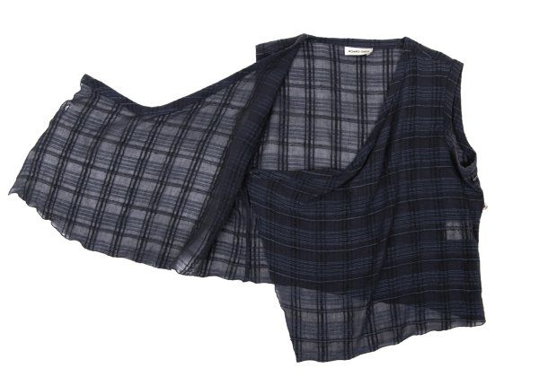 ロメオジリROMEO GIGLI コットンリネンカシュクールベスト 紺38 - メルカリ