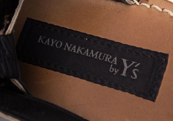 カヨ ナカムラ バイ ワイズKAYO NAKAMURA by Y's シャークソールハラコサンダル 黒ベージュ6(24.5cm位)