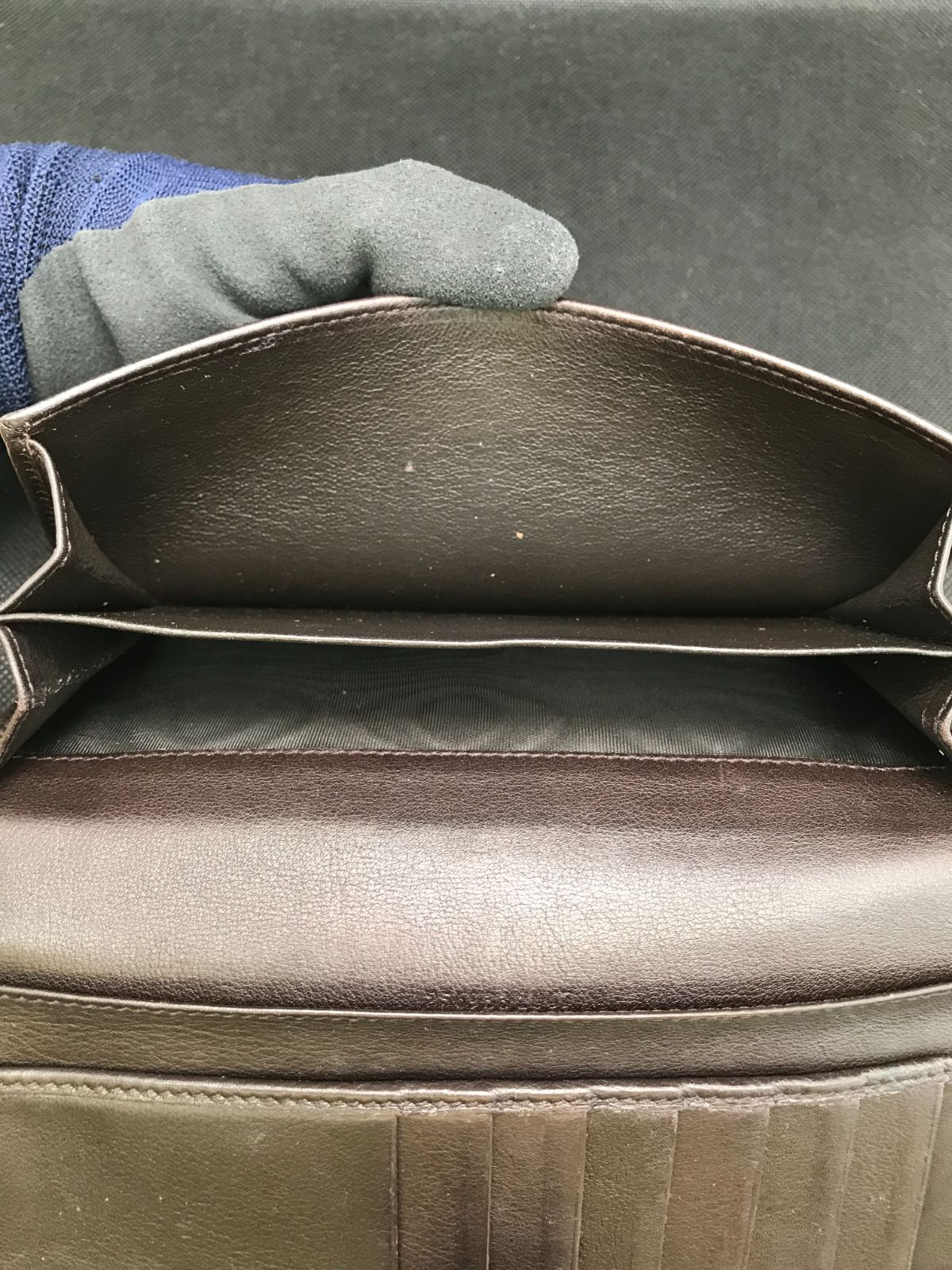 GUCCI　グッチ　長財布　シマレザー　メイフェア　インターロッキング　リボン　ダークブラウン系　1751