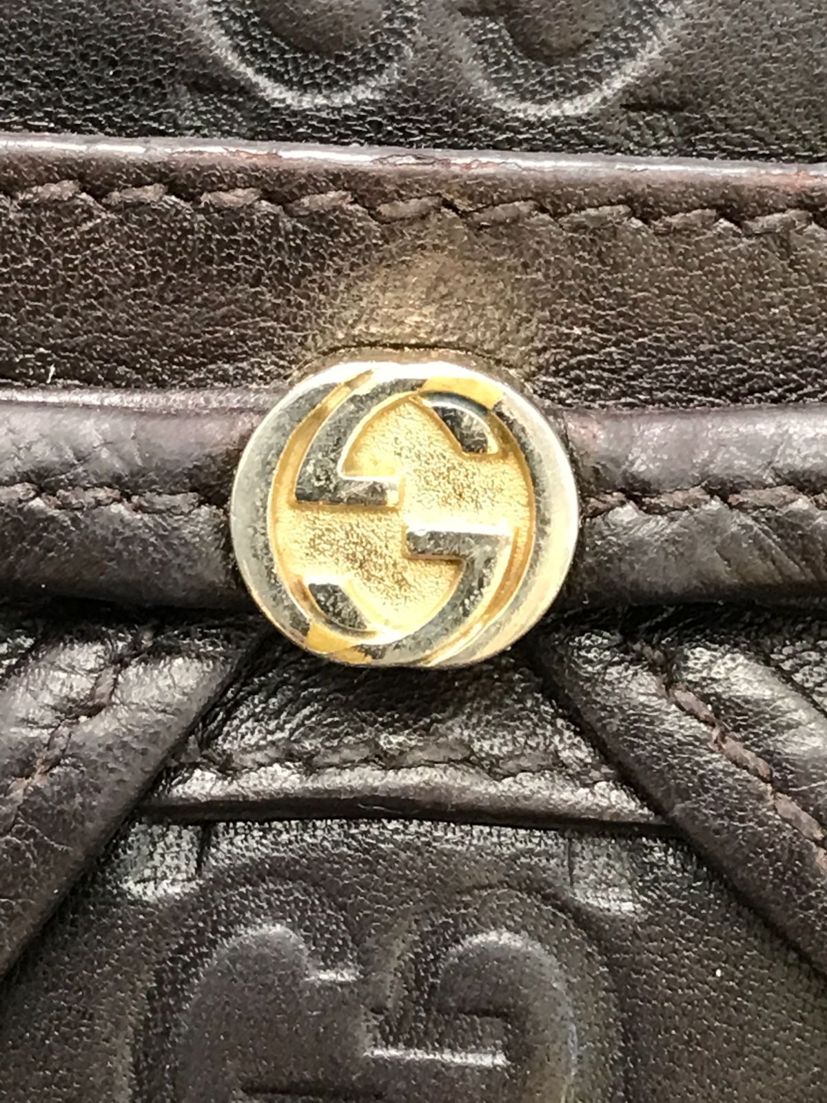 GUCCI　グッチ　長財布　シマレザー　メイフェア　インターロッキング　リボン　ダークブラウン系　1751