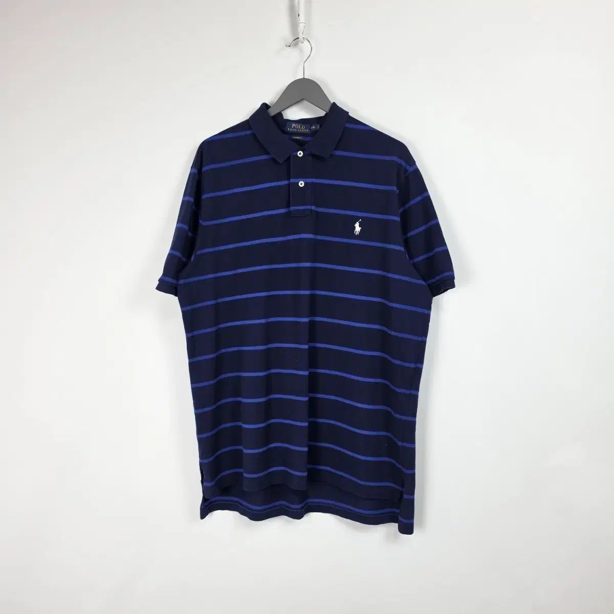 オーバーサイズ) POLO RALPH LAUREN(ポロラルフローレン) ボーダー柄 半袖 カラーTシャツ ネイビー メンズ 110 0514