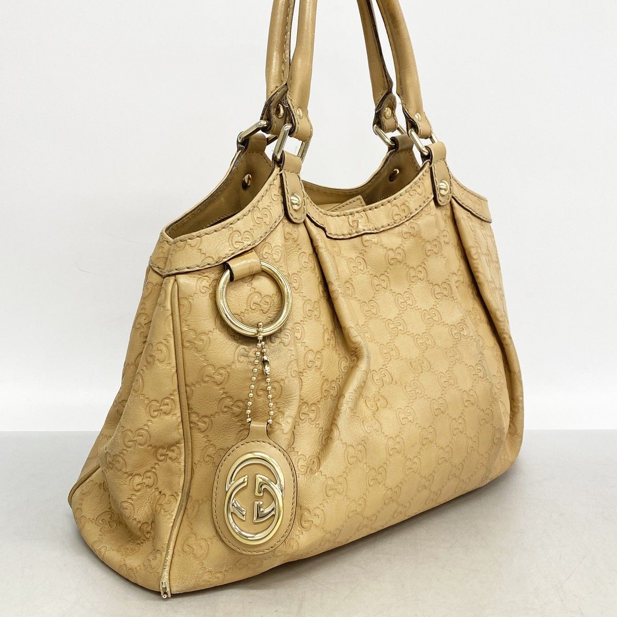 【6eb1562】グッチ トートバッグ グッチシマ 211944 レザー ベージュ シャンパンゴールド金具【中古】レディース 【6eb1562】グッチ トートバッグ グッチシマ 211944 レザー ベージュ シャンパンゴールド金具【中古】レディース